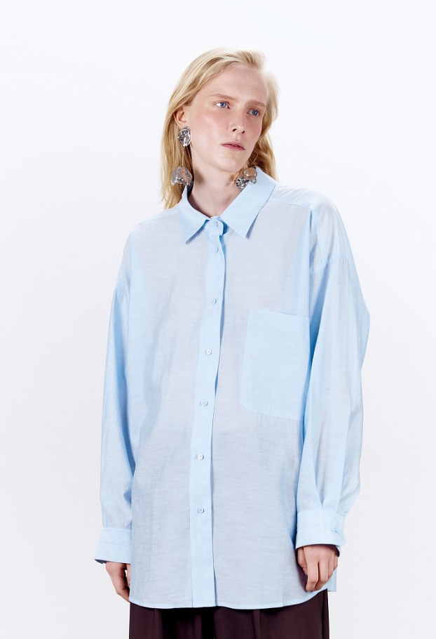 7dots ФИБИ Рубашка оверсайз летящая, арт. 3385-голубой-40-50