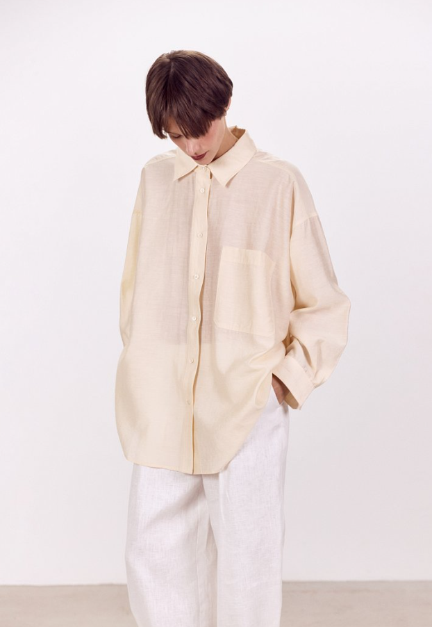7dots ФИБИ Рубашка оверсайз летящая, арт. 3385-бежевый-40-50