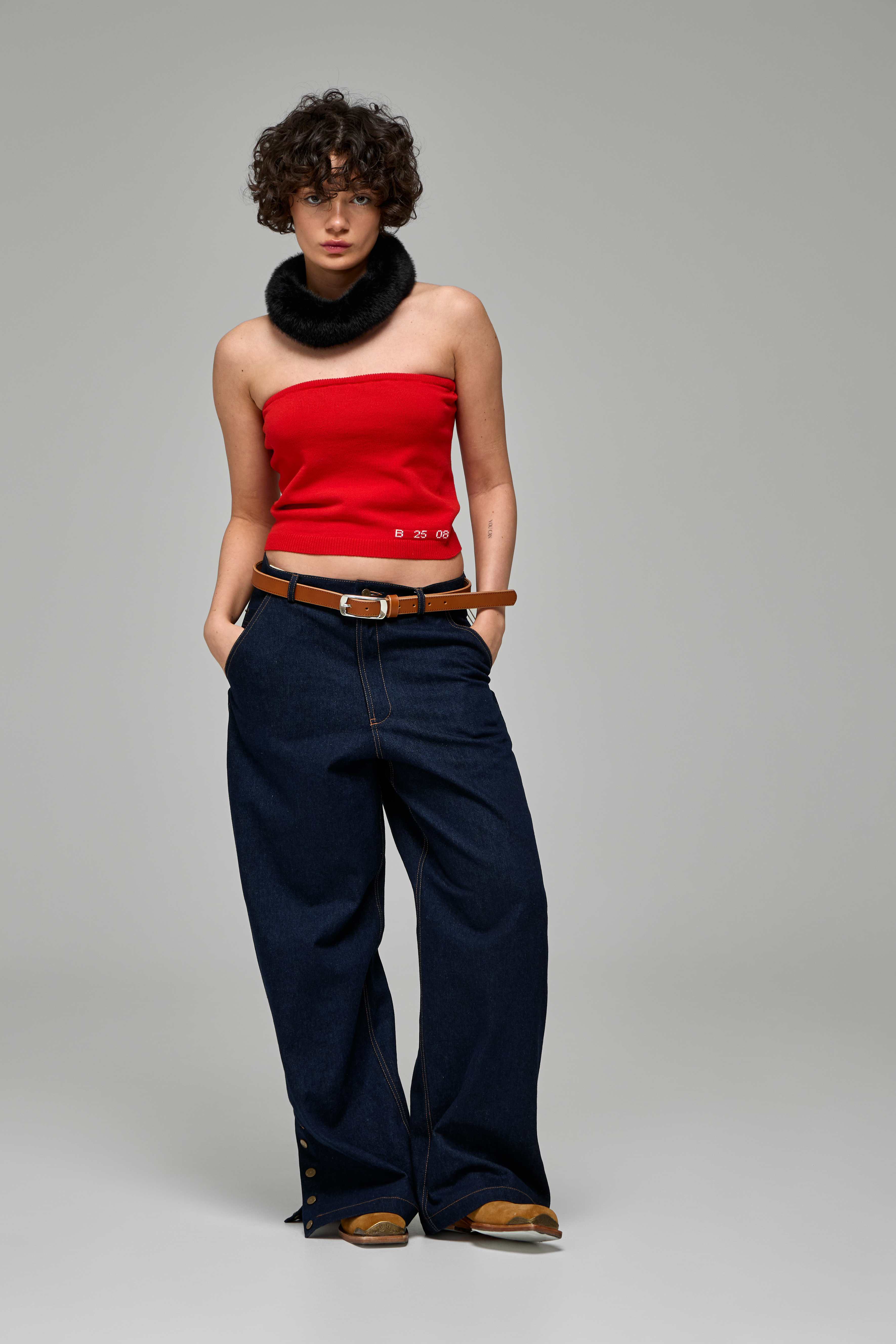 B2508 Джинсы Baggy с деталью черинльный, арт. НФ-Ш000685