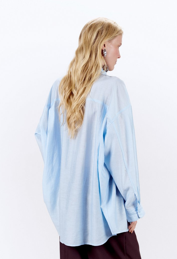 7dots ФИБИ Рубашка оверсайз летящая, арт. 3385-голубой-40-50