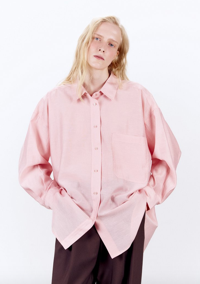 7dots ФИБИ Рубашка оверсайз летящая, арт. 3385-розовый-40-50