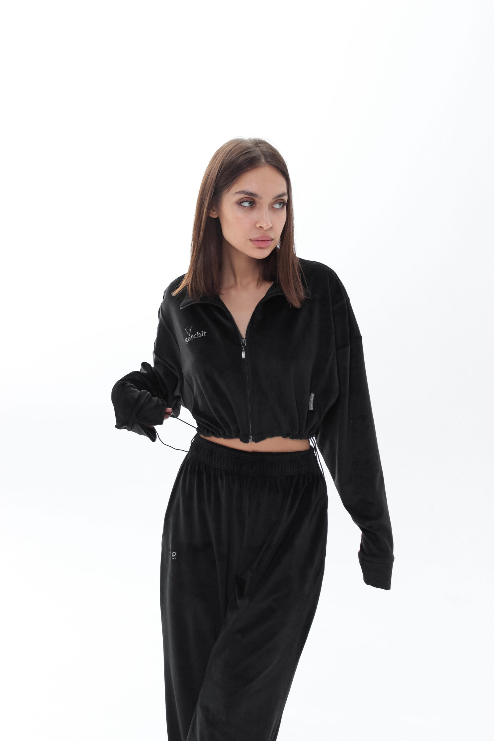 GARCHIT Бомбер Velour укороченный, арт. GARVelBombBlack